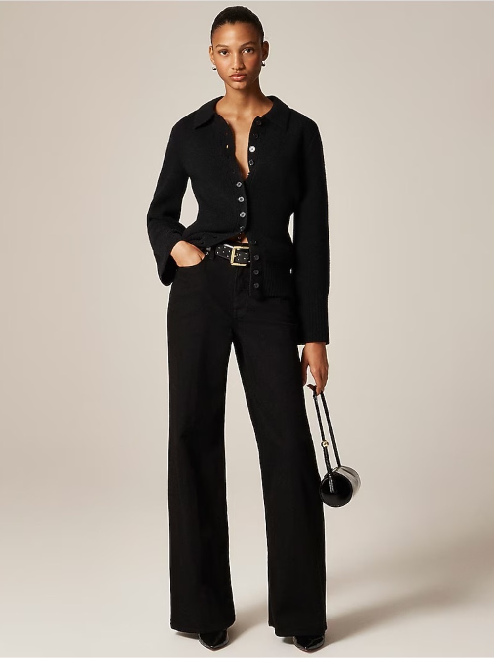 J.Crew Petite High-Rise Denim Trouser Jean in Black Wash Size 31P